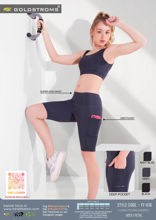 Womens Long Cycling Shorts - Grey