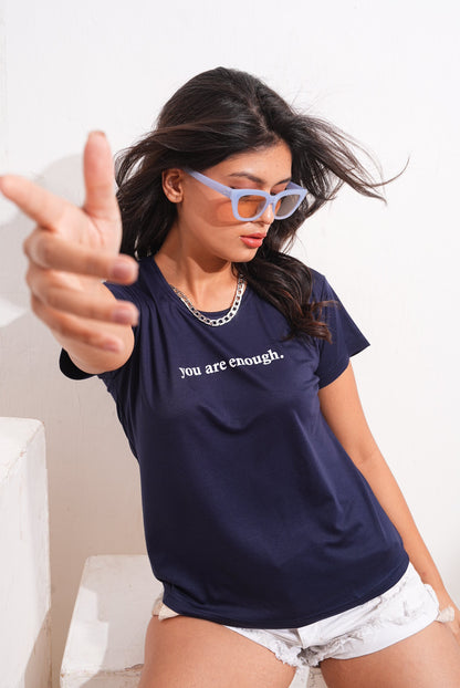 Navy Blue Round Neck Active Tees