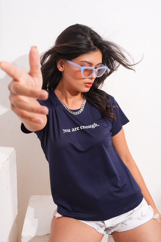 Navy Blue Round Neck Active Tees
