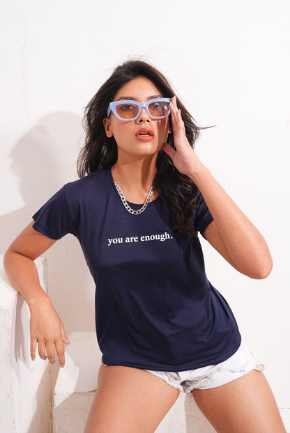 Navy Blue Round Neck Active Tees