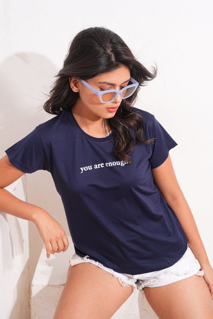 Navy Blue Round Neck Active Tees