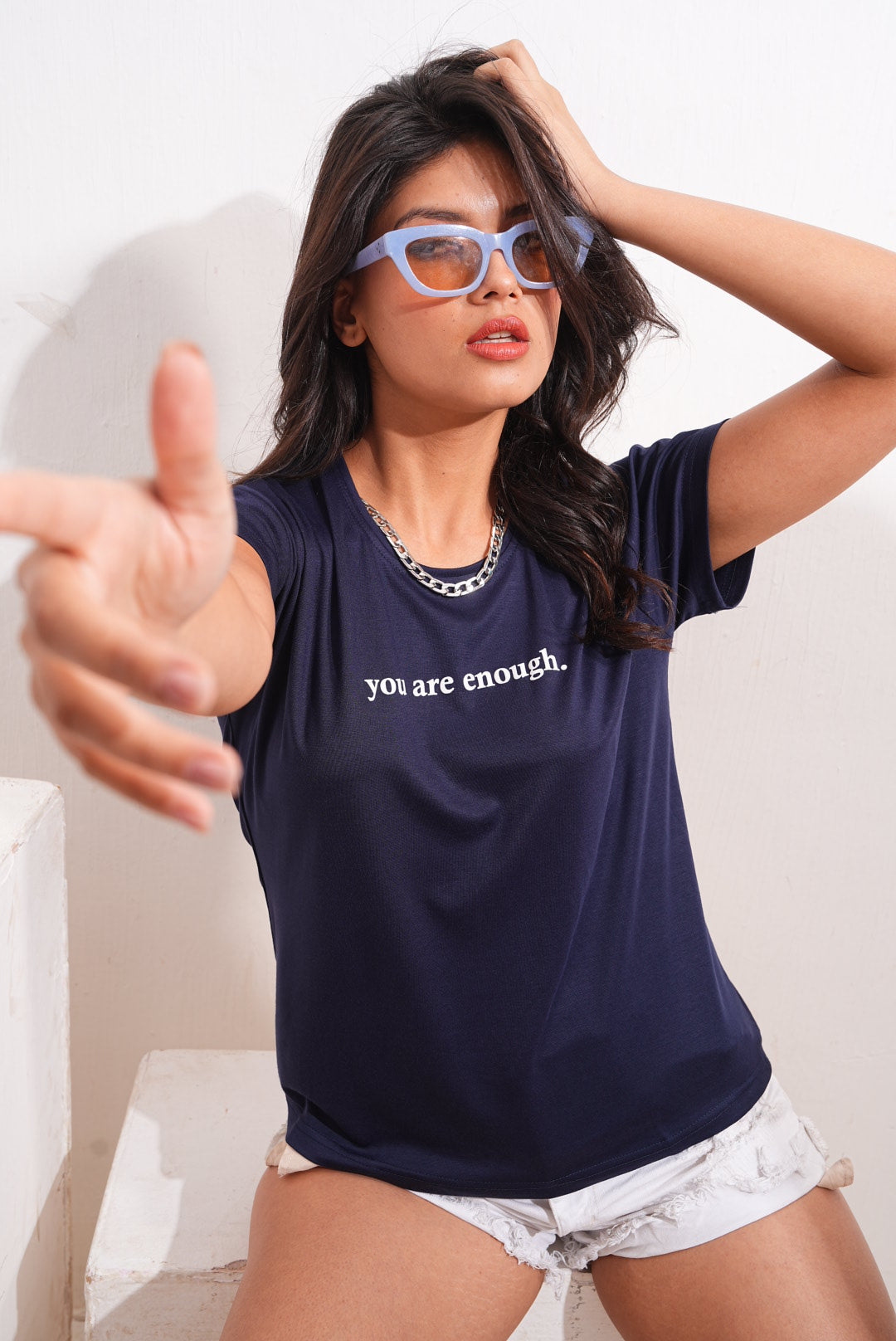 Navy Blue Round Neck Active Tees