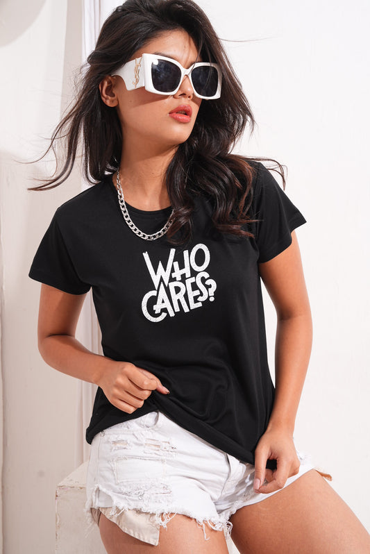Black Round Neck Active Tees