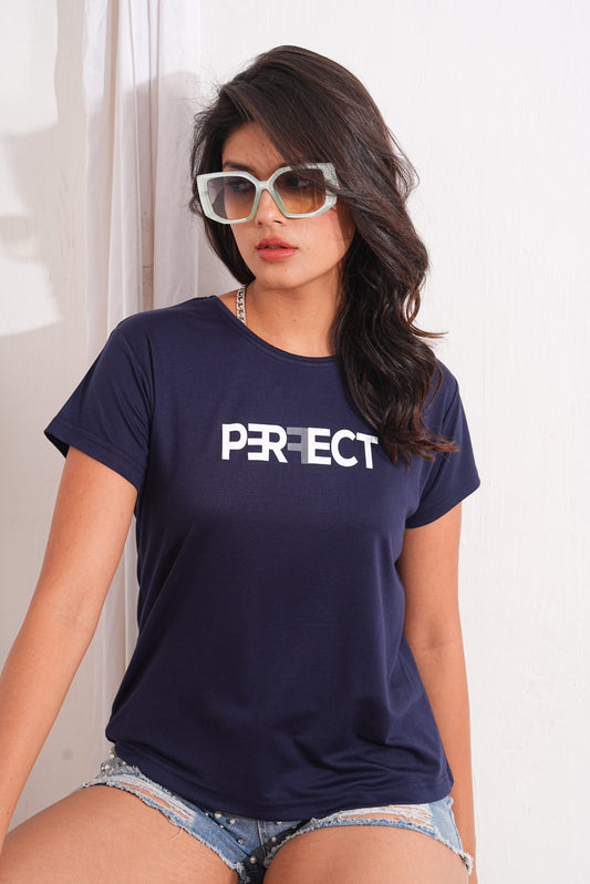 Navy Blue Round Neck Active Tees