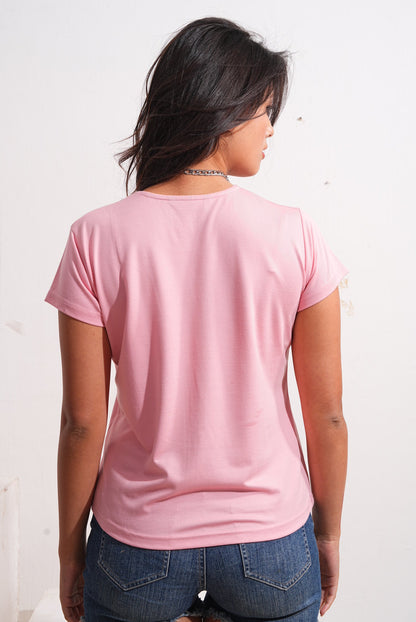 Faded Pink Round Neck Active Tees