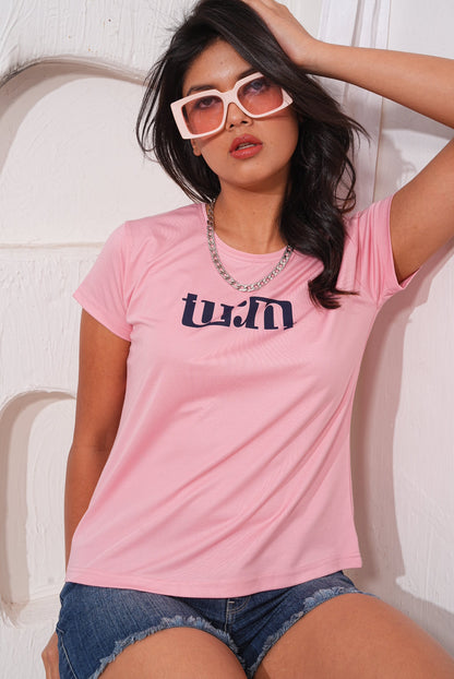Faded Pink Round Neck Active Tees