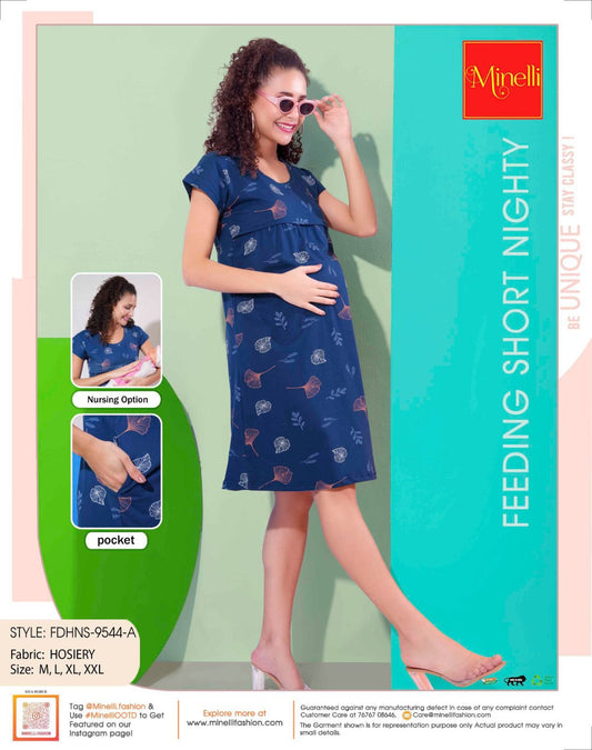 Blue-Colored Feeding Short Nightdress