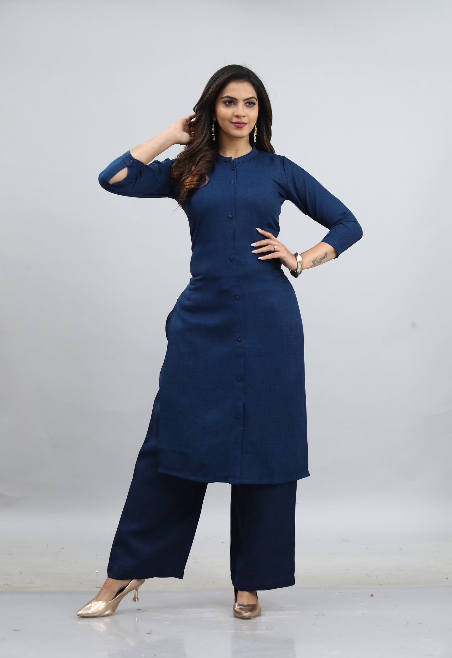 Blue-Colored Kurti Style Co-Ord Set
