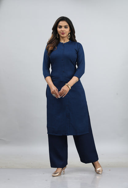 Blue-Colored Kurti Style Co-Ord Set