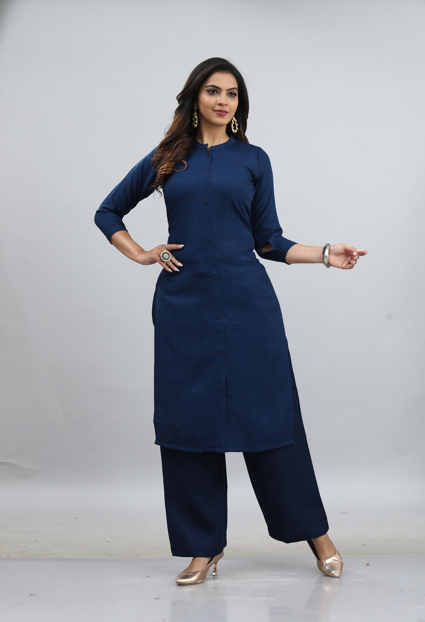 Blue-Colored Kurti Style Co-Ord Set