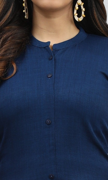 Blue-Colored Kurti Style Co-Ord Set