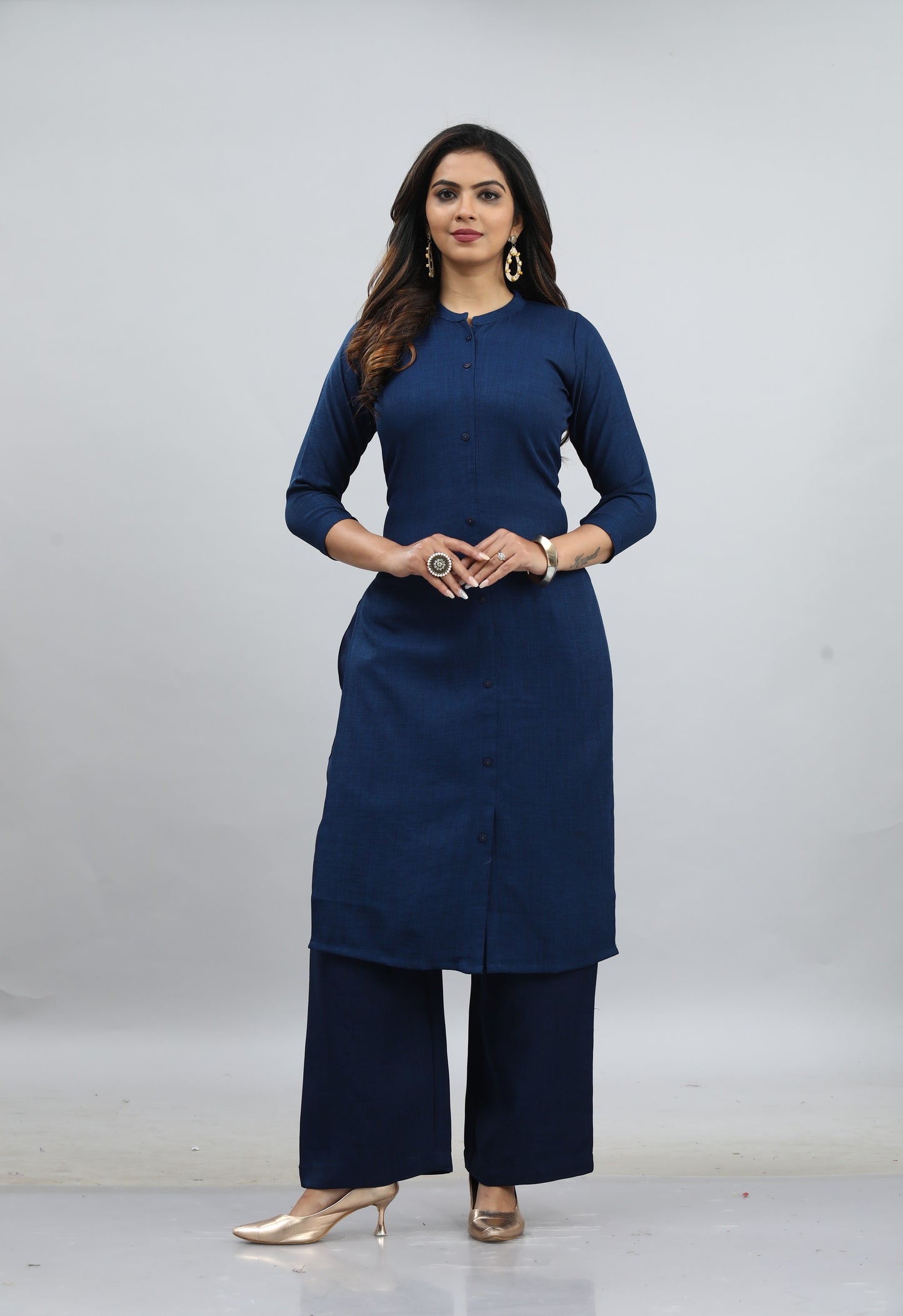 Blue-Colored Kurti Style Co-Ord Set