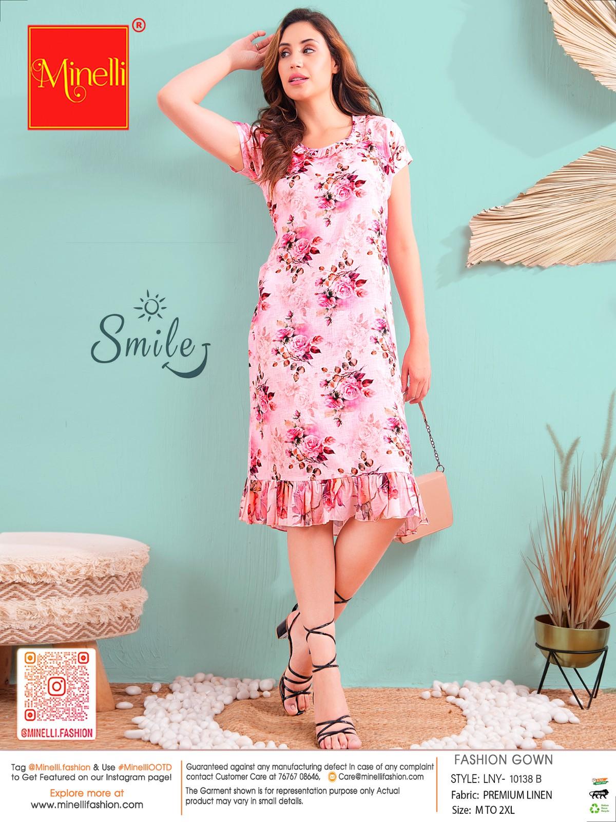 B.Pink-Colored Printed Fashion Gown