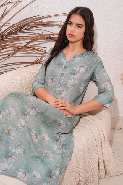 Summer Green-Colored Fashion Nightdress