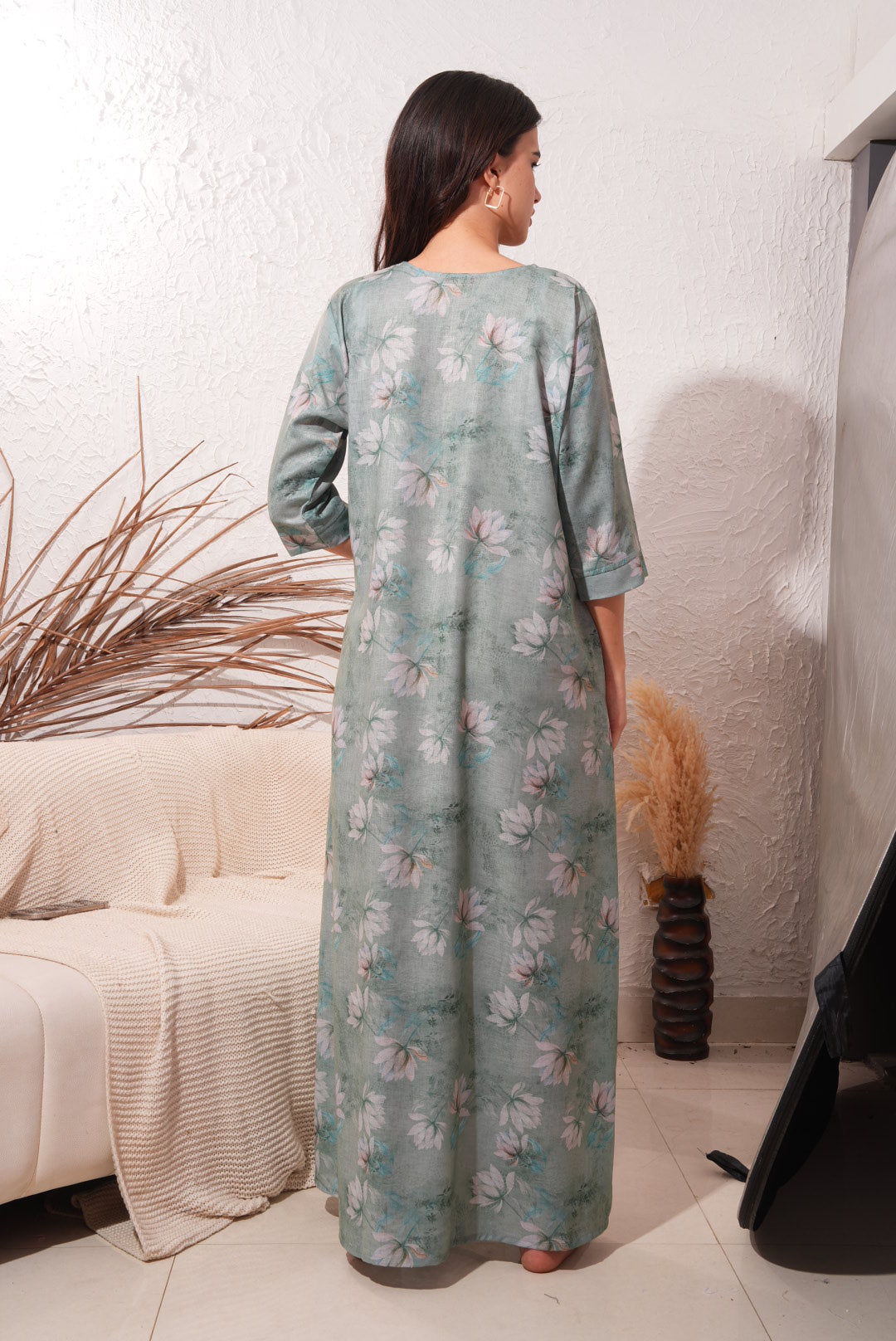 Summer Green-Colored Fashion Nightdress