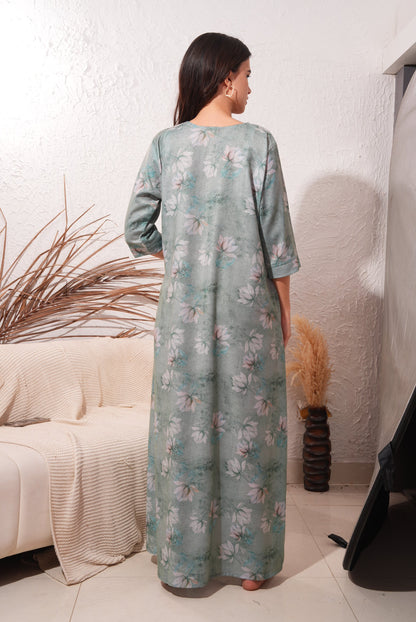 Summer Green-Colored Fashion Nightdress
