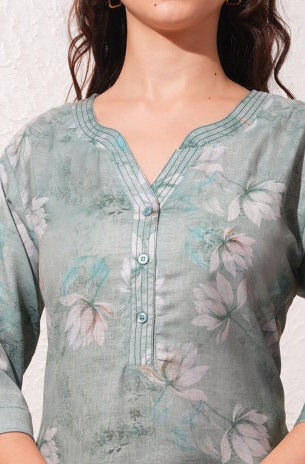 Summer Green-Colored Fashion Nightdress