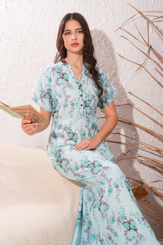 Light Blue-Colored Fashion Nightdress