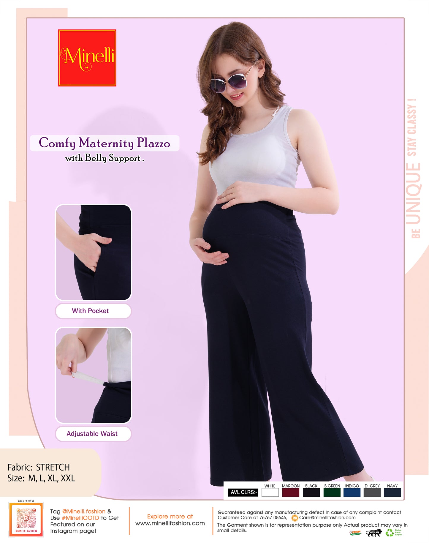 Womens Maternity Palazzo - Navy Blue