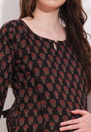 Womens Maternity Kurti Pant Set - Black