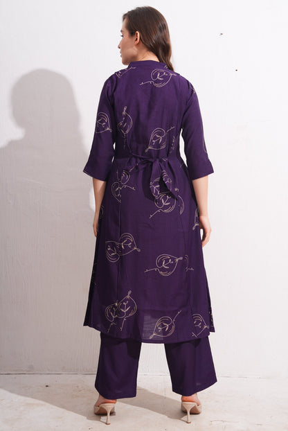 Womens Maternity Kurti Pant Set - Purple
