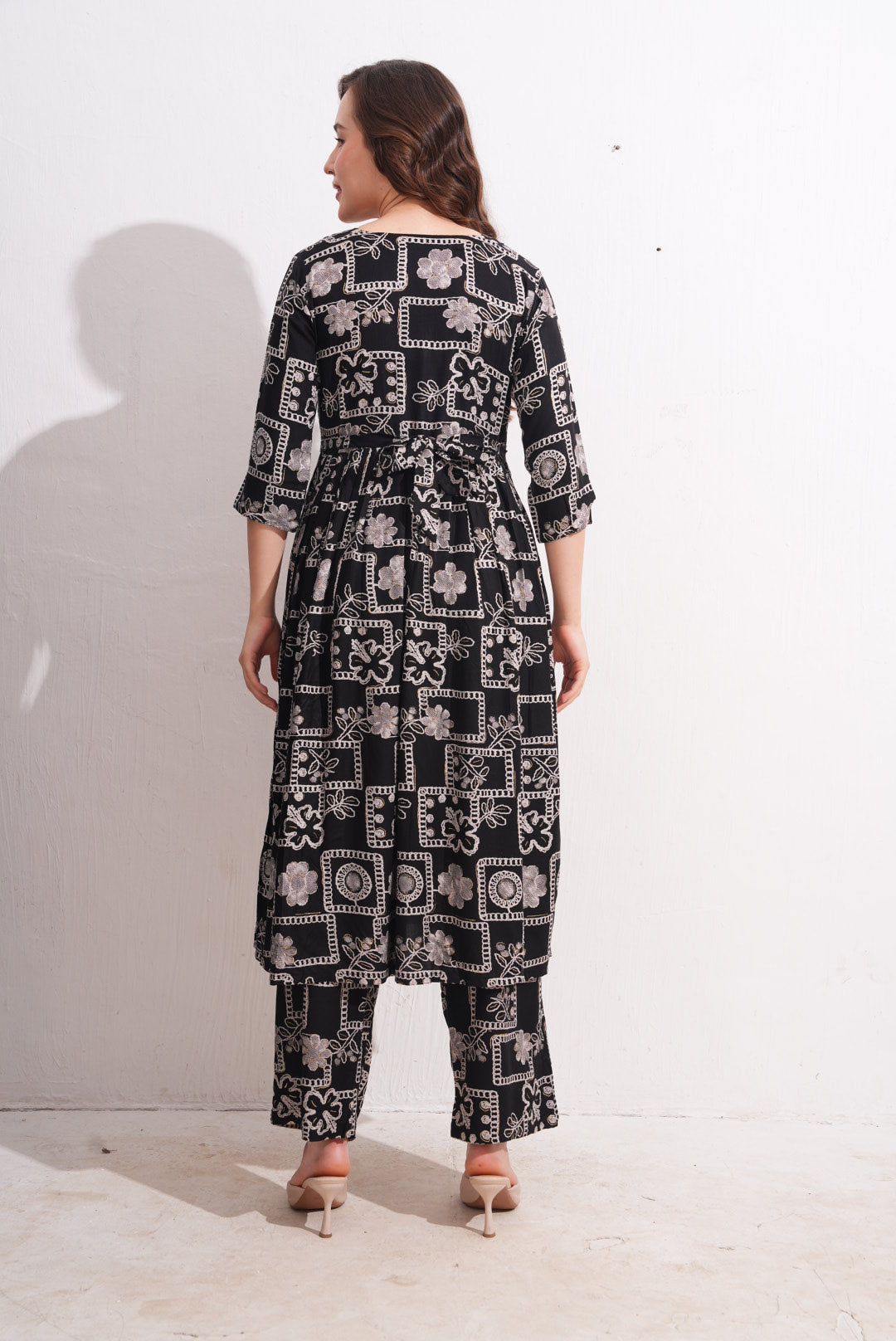 Womens Maternity Kurti Pant Set - Black