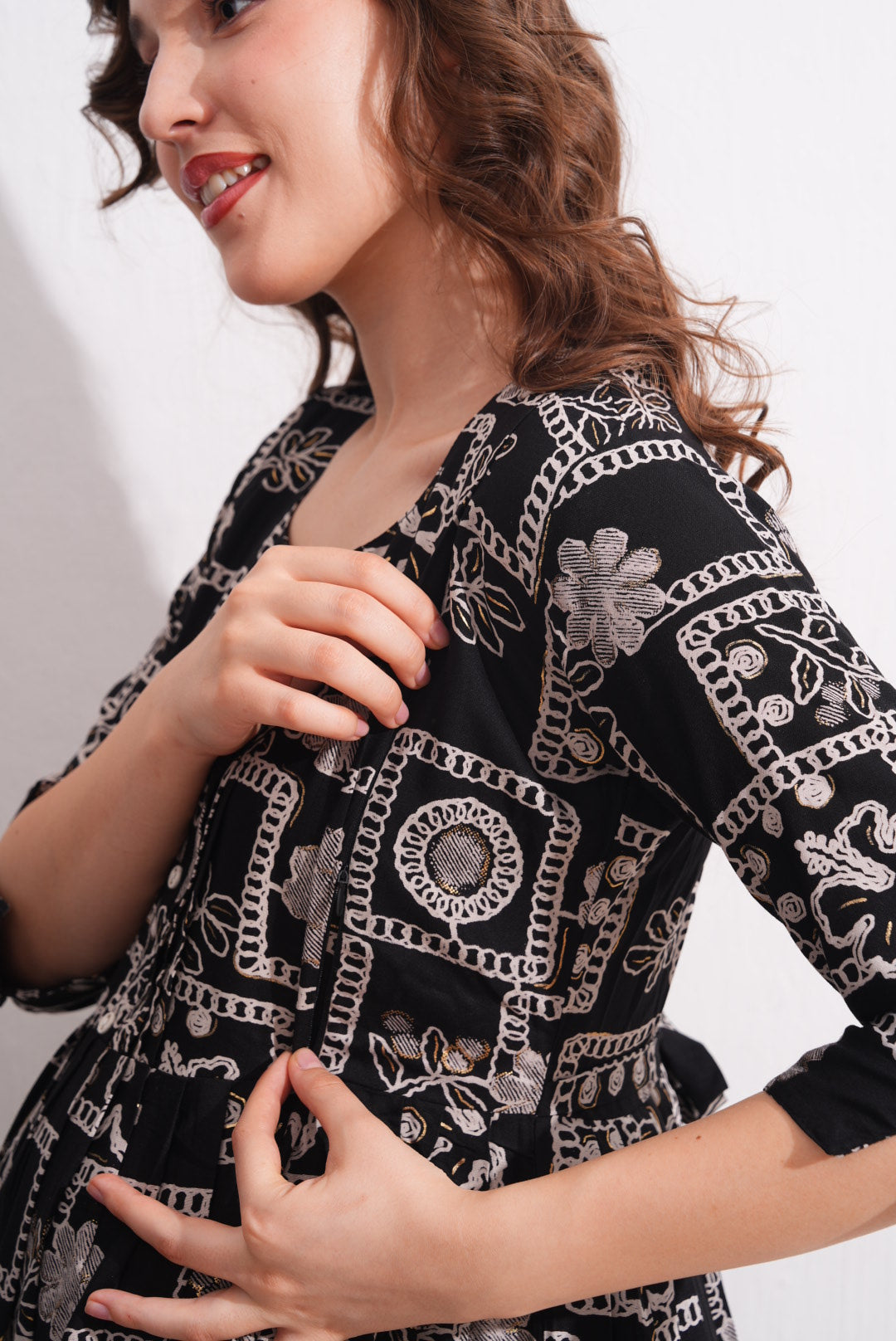 Womens Maternity Kurti Pant Set - Black