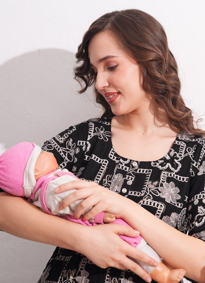Womens Maternity Kurti Pant Set - Black