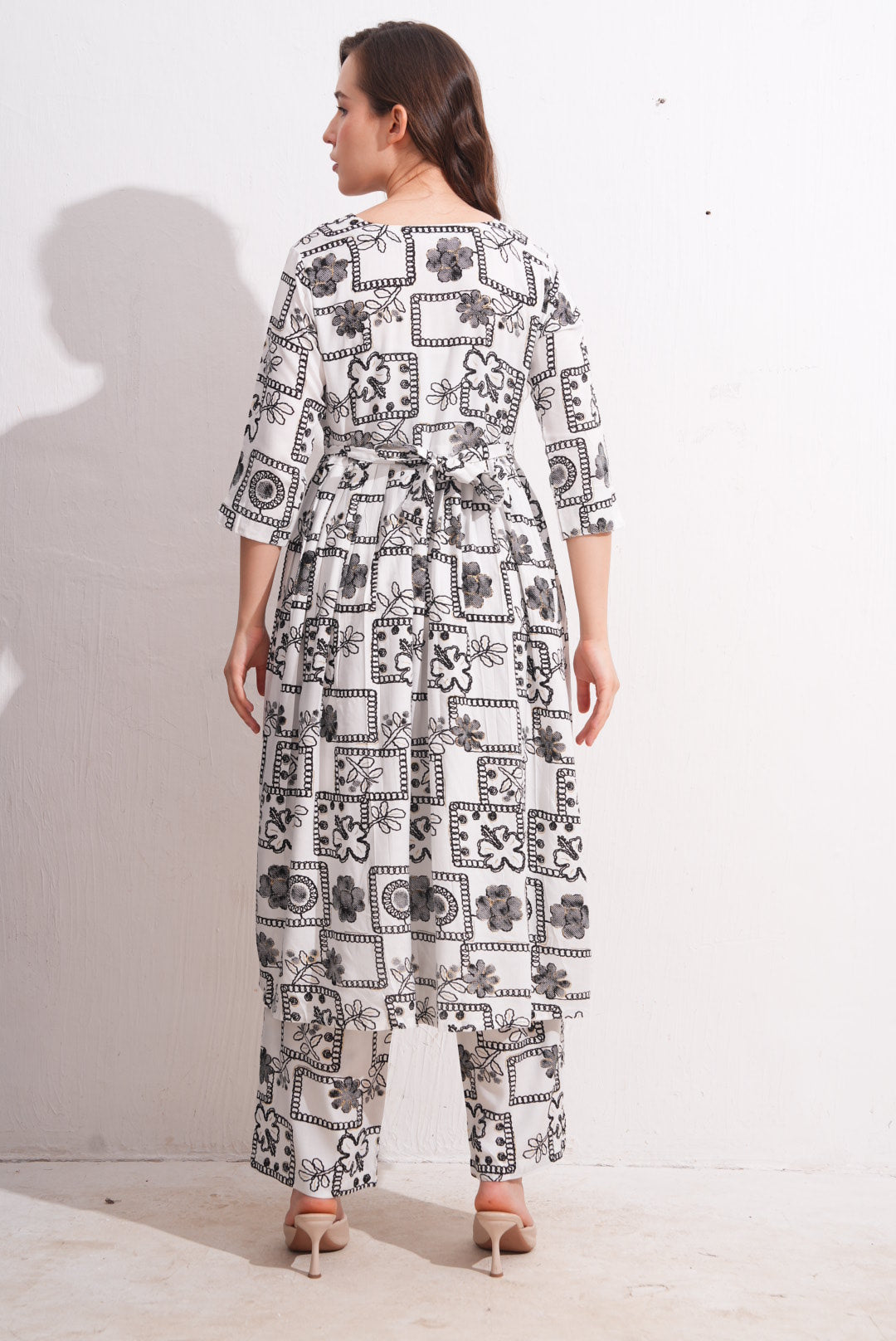 Womens Maternity Kurti Pant Set - Off White