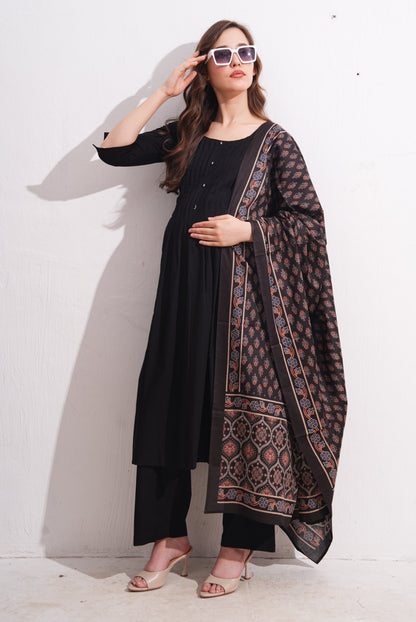 Womens Maternity SKD Set - Black