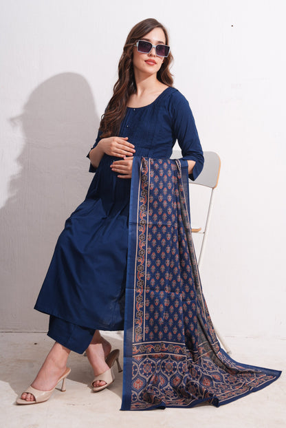 Womens Maternity SKD Set - D.Blue