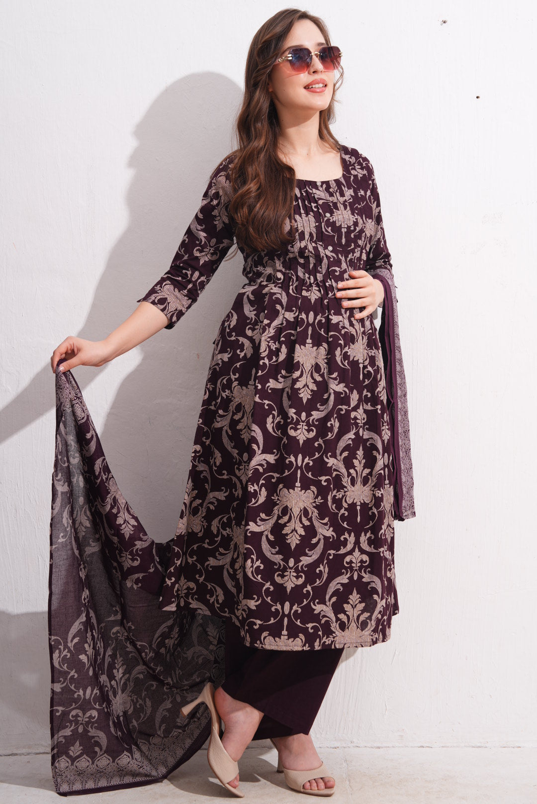 Womens Maternity SKD Set - Wine