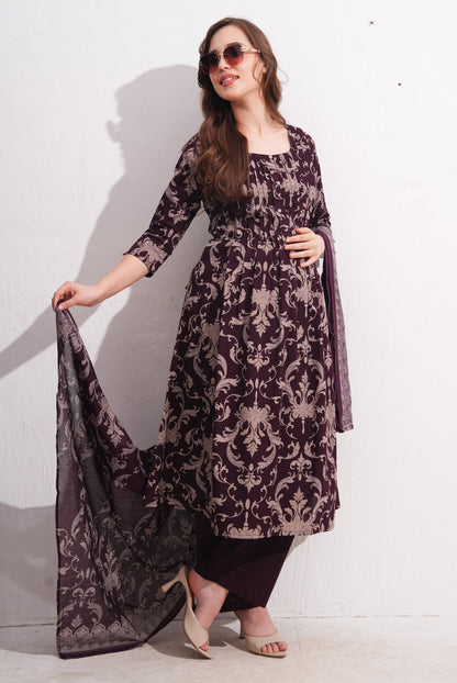 Womens Maternity SKD Set - Wine
