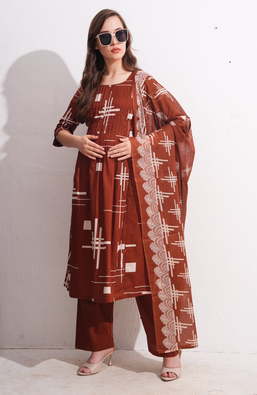 Womens Maternity SKD Set - Rust