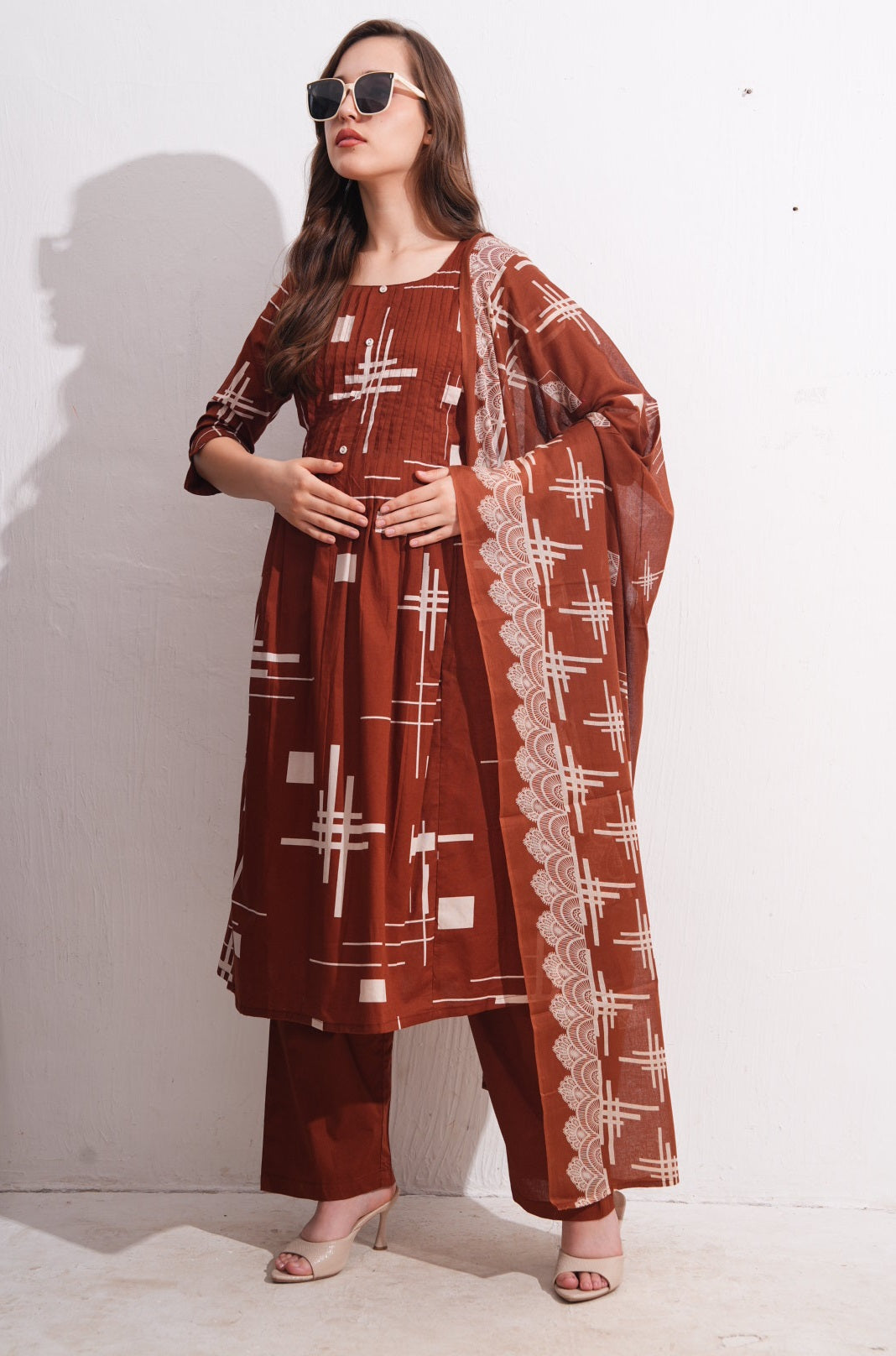 Womens Maternity SKD Set - Rust