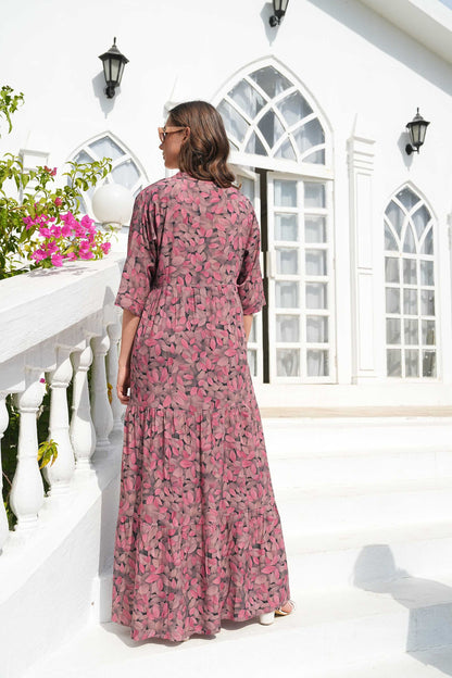 Onion-Colored Maternity Long Gown