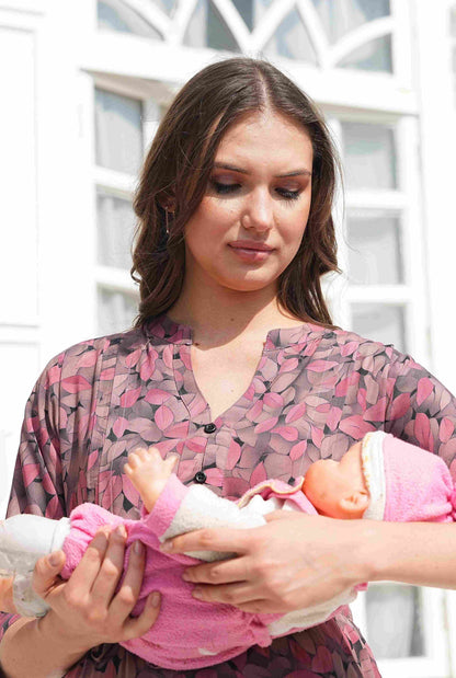 Onion-Colored Maternity Long Gown