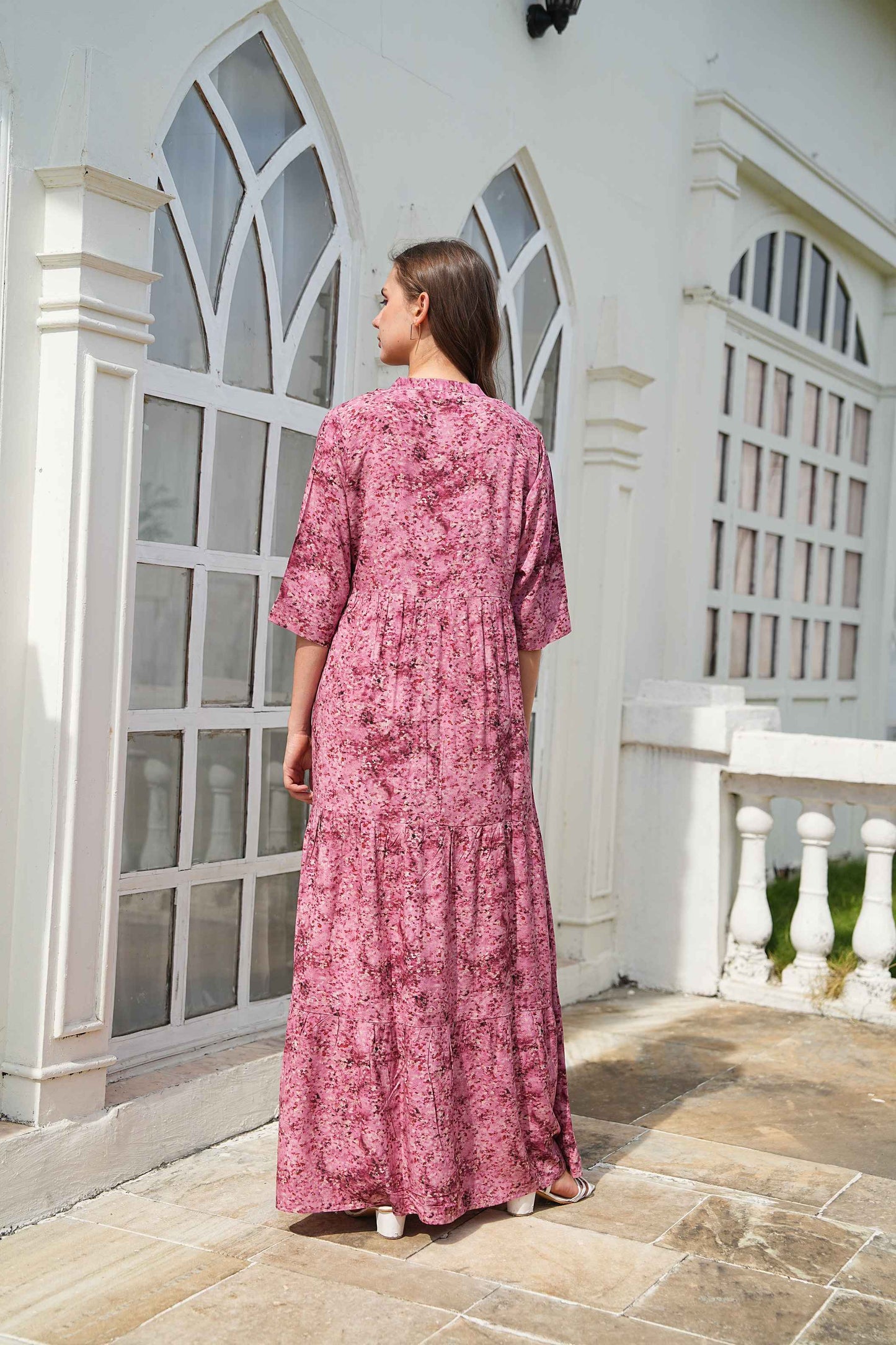 Onion-Colored Maternity Long Gown