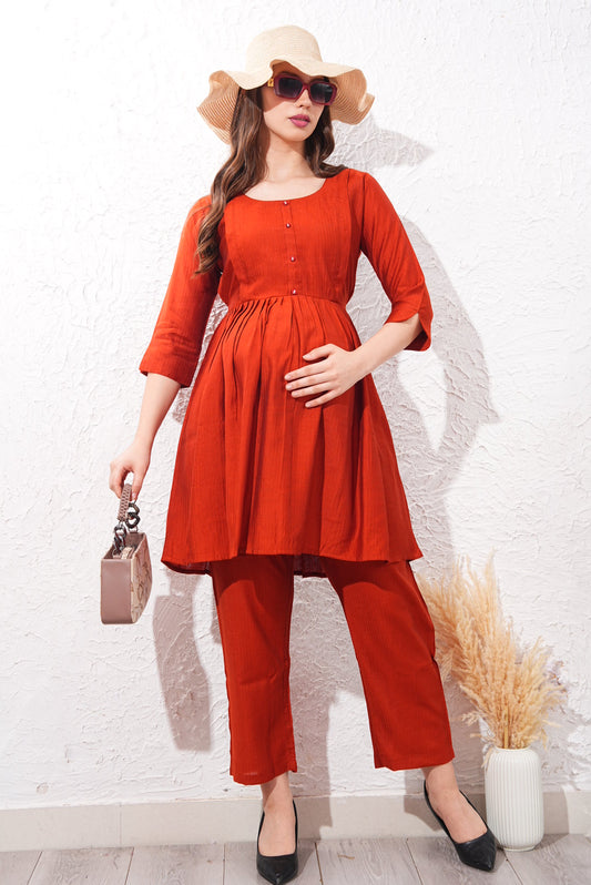 Womens Maternity Co Ord Set - Red