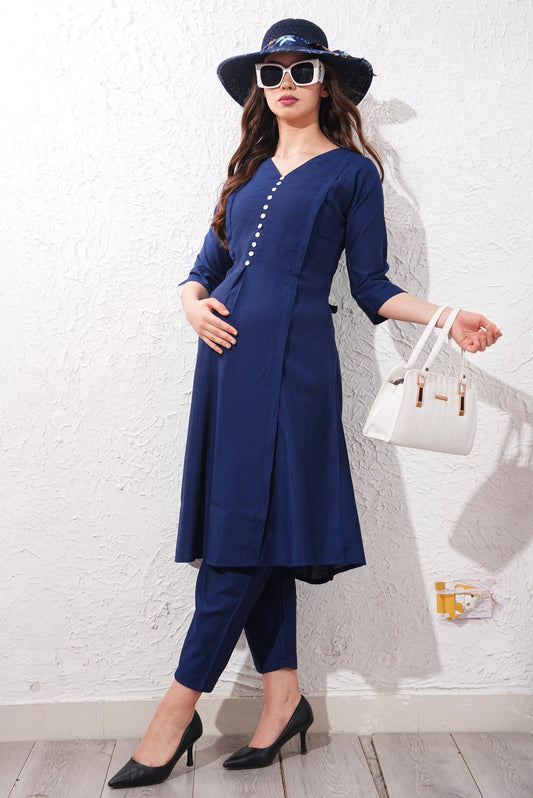 Womens Maternity Kurti Pant Set - Blue