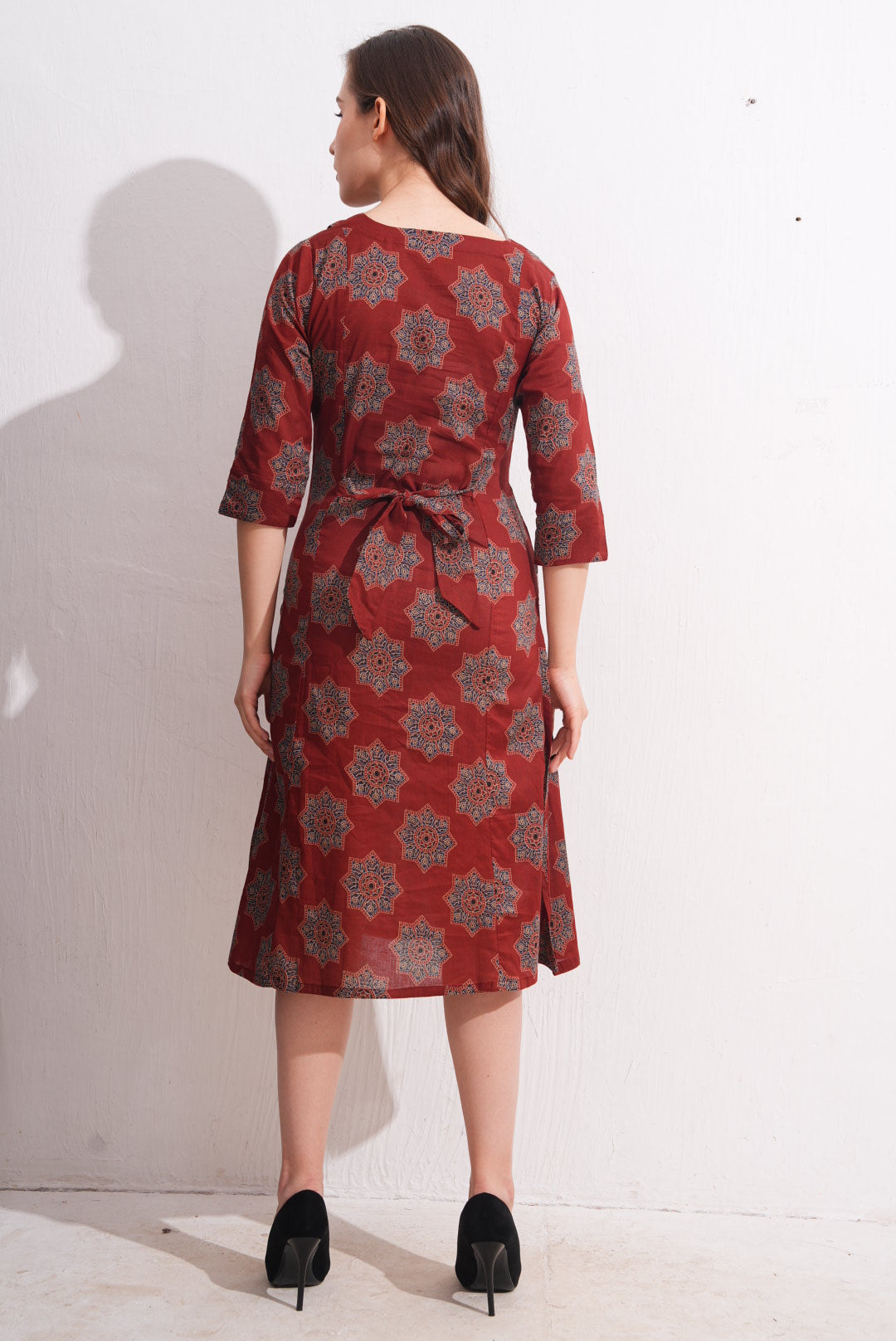 Red-Colored Maternity 3/4th Gown
