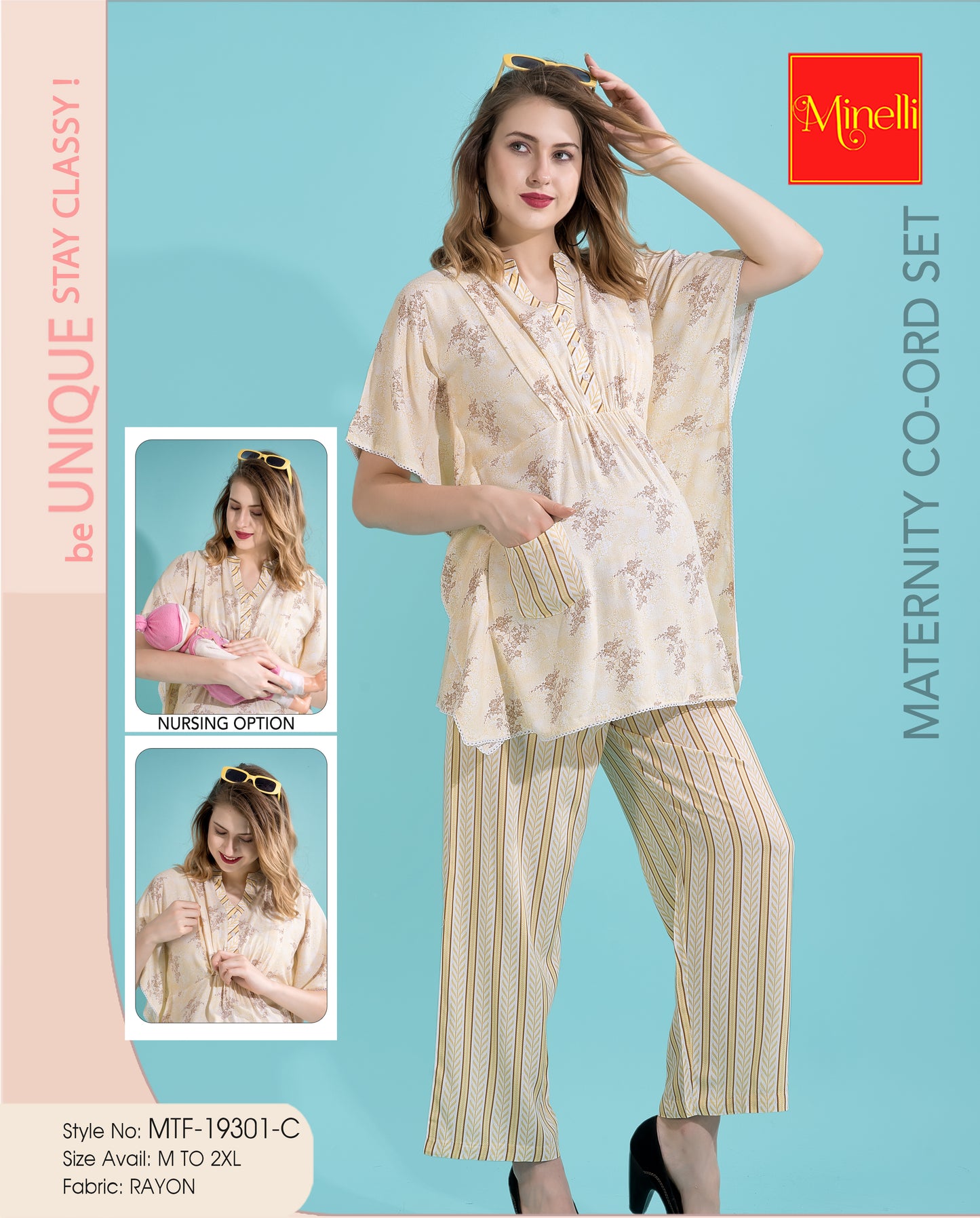 Womens Maternity Co Ord Set - Cream