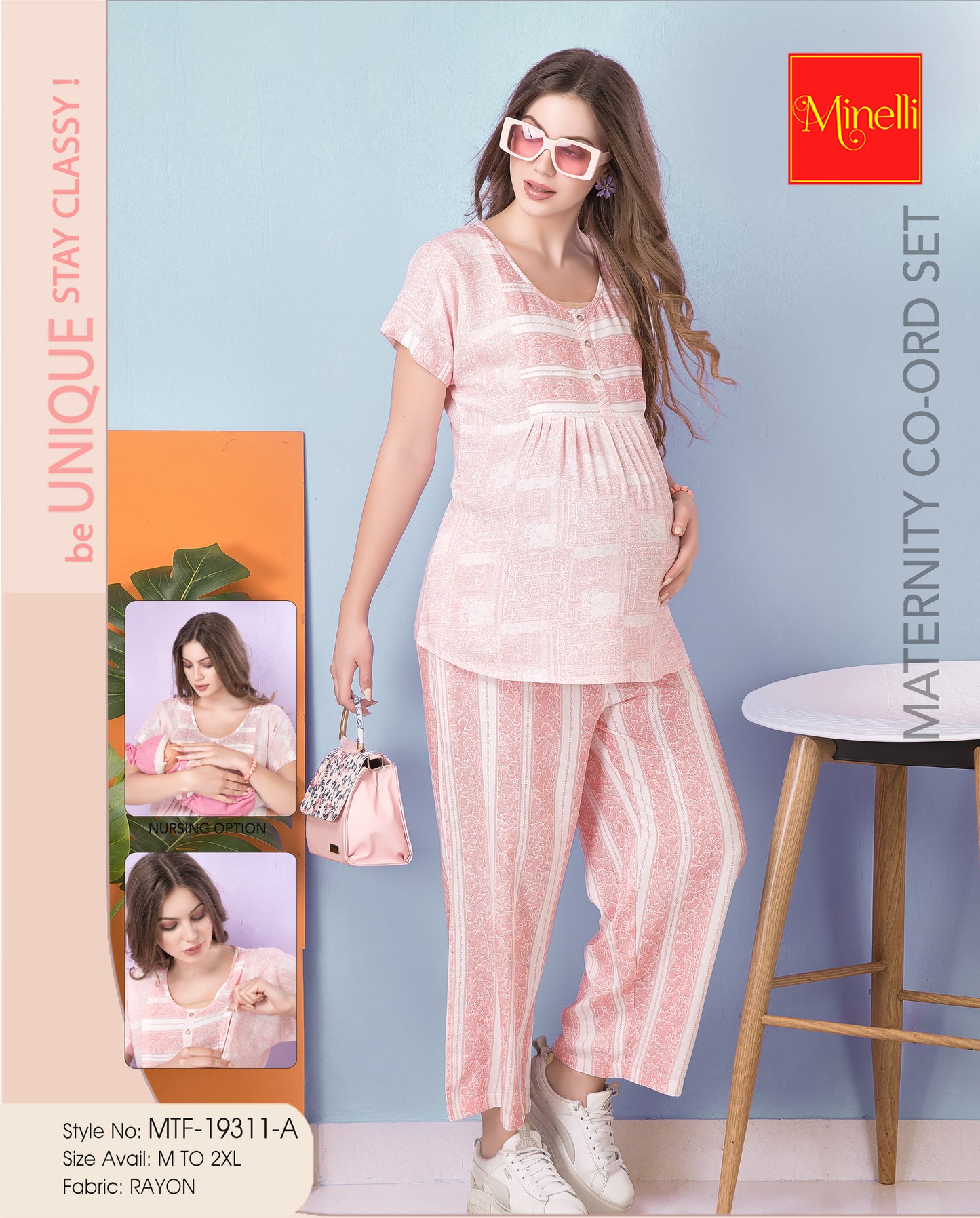 Womens Maternity Co Ord Set - Pink