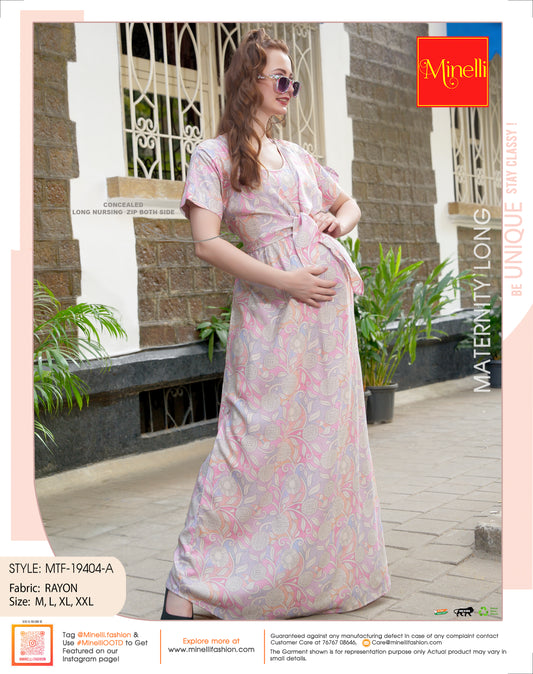 Multi-Colored Maternity Long Gown