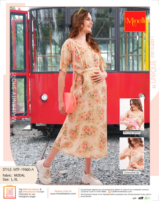 Peach-Colored Maternity Short Gown