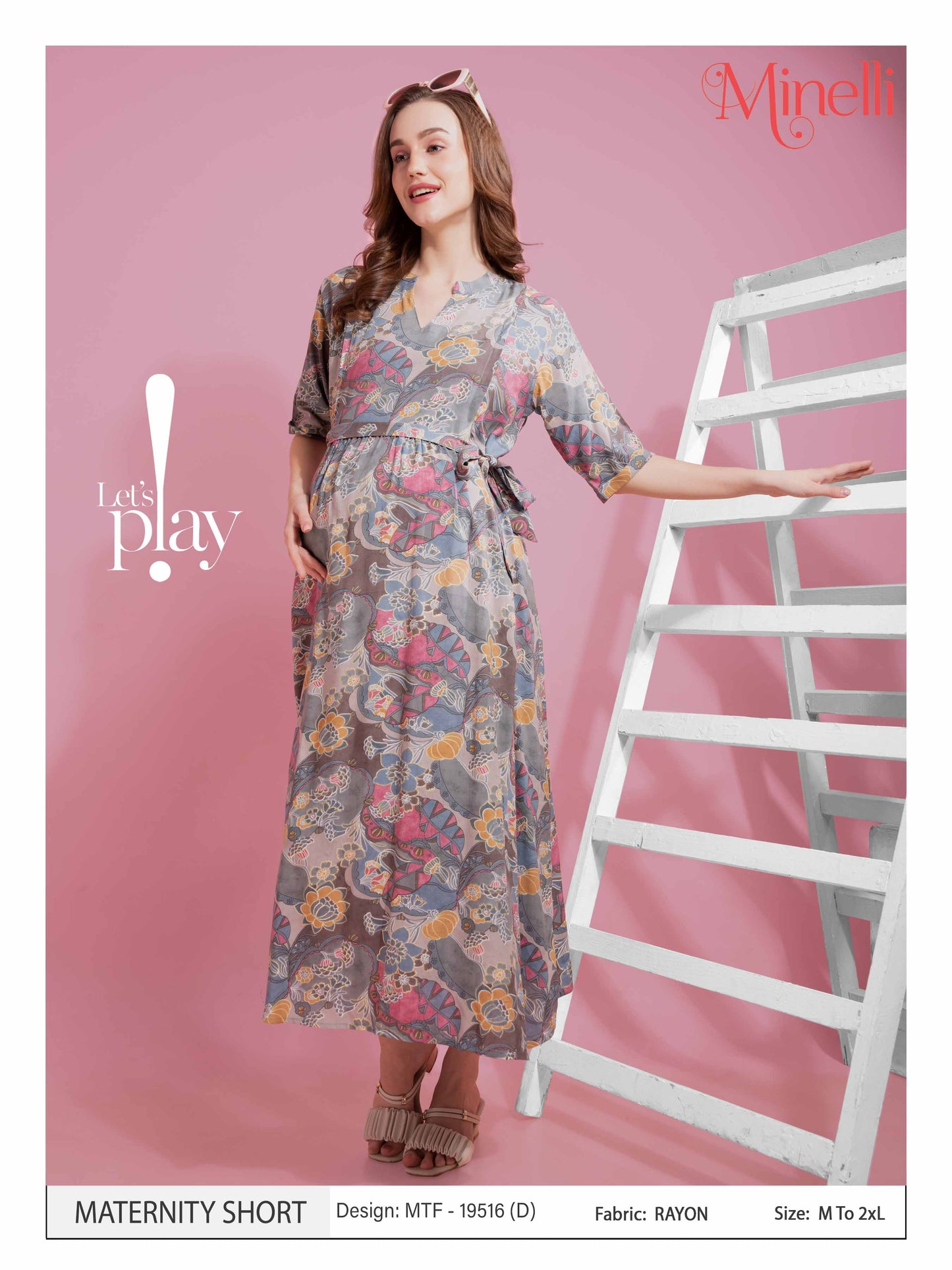 Grey-Colored Maternity 3/4th Gown