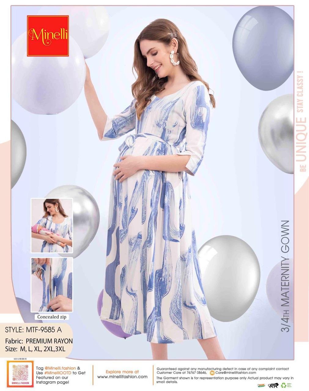 White-Colored Maternity 3/4th Gown