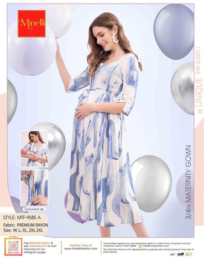 White-Colored Maternity 3/4th Gown