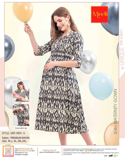 Cream-Colored Maternity 3/4th Gown