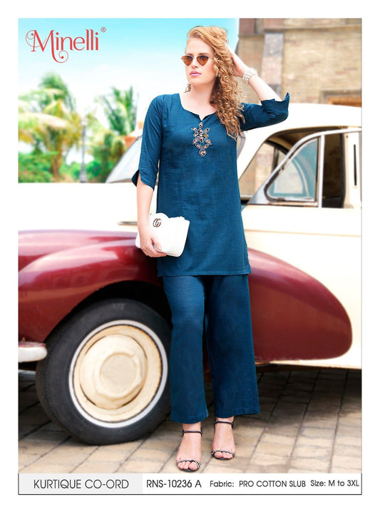 Indigo-Colored Kurtique Co-Ord Set